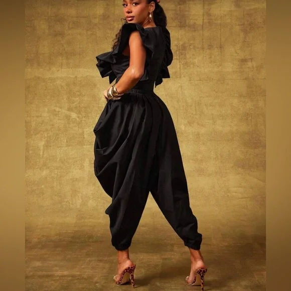 Pleated dramatic Black oversized Women's Harem Pants - Picture 2 of 5